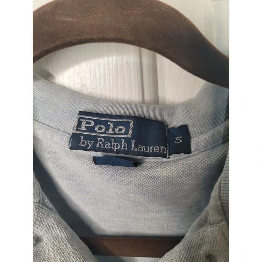 Ralph lauren polo short sleeved Small Heathered bluish gray Yellow Logo SKU85